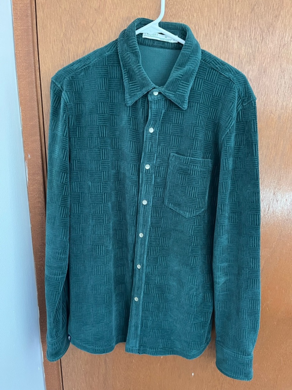Criquet Men's Teal Textured Long-Sleeve Button-Down Shirt
